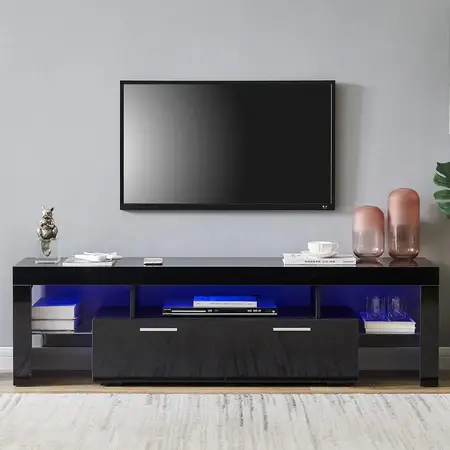 Black LED TV Stand for 75 inch TV