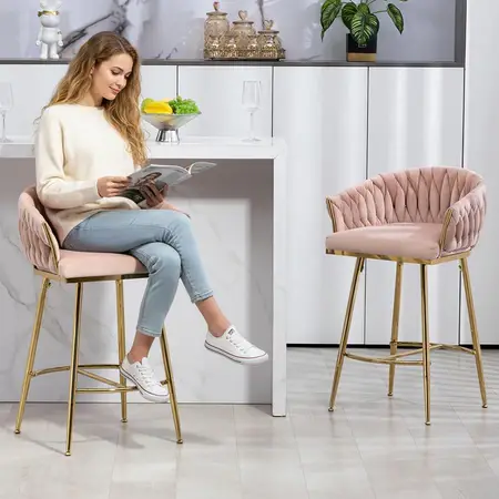 Counter Height Bar Stools with Gold Metal Legs