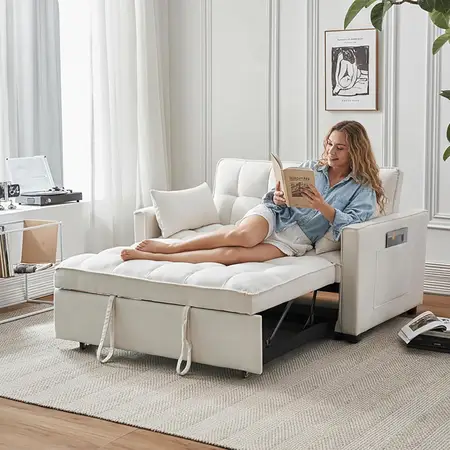 Loveseat Sleeper Sofa Comfy Velvet Pull Out Couch Bed