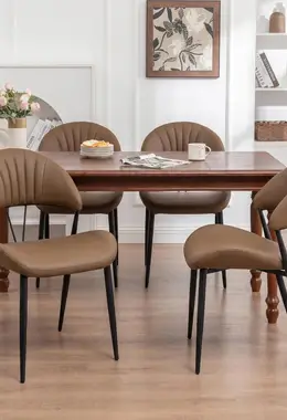Mid Century Modern Dining Chairs with Stitching
