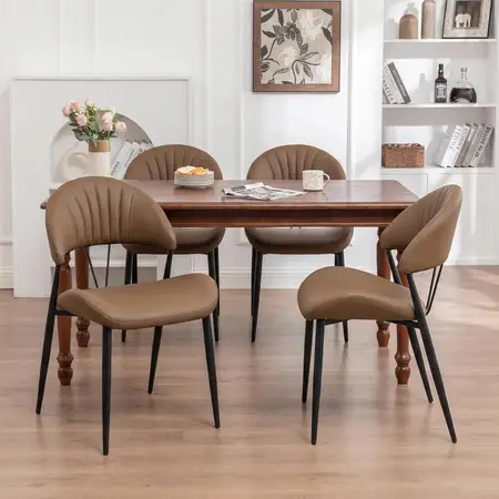 Mid Century Modern Dining Chairs with Stitching