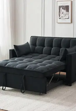 Small Loveseat Sleeper Sofa Comfy Velvet Pull Out Couch Bed