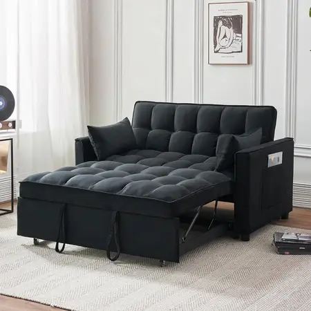 Small Loveseat Sleeper Sofa Comfy Velvet Pull Out Couch Bed