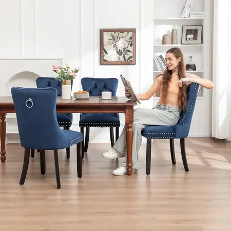 Velvet Dining Chairs Set of 6 Upholstered Dining Room Chairs